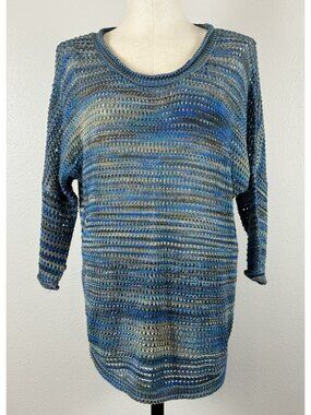 John Paul Richard Sweater Womens Size M Open-Knit Space Dye Multicolor Pullover